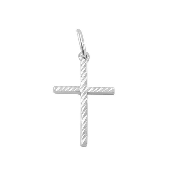 Sterling Silver Diamond Cut Cross Necklace Pendant New - Picture 2 of 3